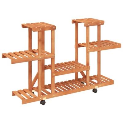 VidaXL Plantenstandaard met wielen 110x25x78 cm massief vurenhout