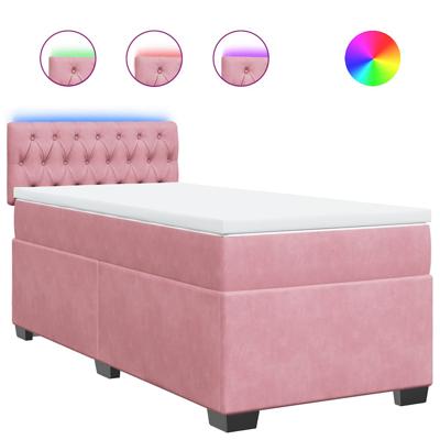 Boxspring met matras fluweel roze 100x200 cm