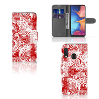 Telefoonhoesje met Naam Samsung Galaxy A20e Angel Skull Rood - thumbnail
