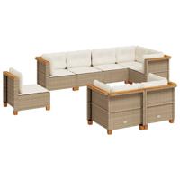 8-delige Loungeset met kussens poly rattan beige - thumbnail