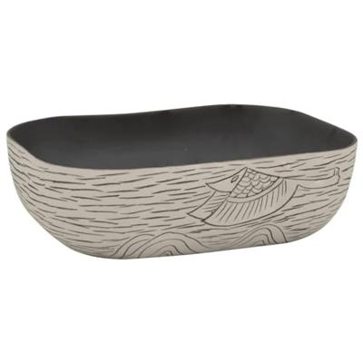 VidaXL Opzetwasbak rechthoekig 48x37,5x13,5 cm keramiek grijs en zwart VidaXL Opzetwasbak rechthoekig 48x37,5x13,5 cm keramiek grijs en zwart