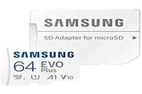 Samsung EVO Plus 64GB microSDXC + Adapter Micro SD-kaart Wit - thumbnail