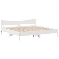 Bedframe met hoofdbord massief grenenhout wit 200x200 cm - thumbnail