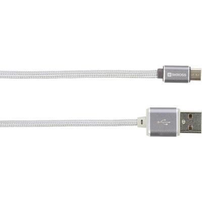 Skross 2700240 USB-kabel USB 2.0 USB-A stekker, USB-micro-B stekker 1.00 m Zilver Duurzaamheid