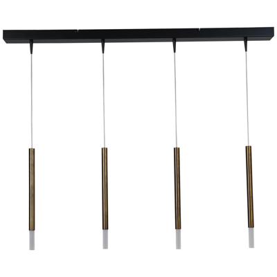 Masterlight Zwarte eettafel hanglampFlute 4-lichts gouden cilinder - 2591-10-100-4-DW