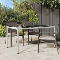 Tuintafel 150x90x75 cm gehard glas en poly rattan wit - thumbnail