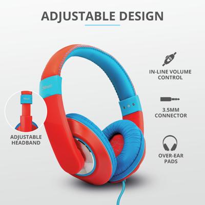 Trust Sonin Kids Bluetooth On-ear hoofdtelefoon rood Trust Sonin Kids Bluetooth On-ear hoofdtelefoon rood