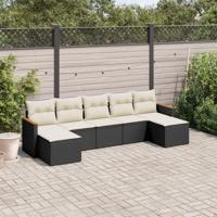 7-delige Loungeset met kussens poly rattan zwart - thumbnail
