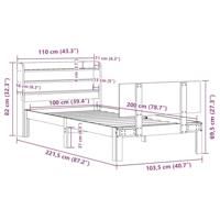 Bedframe met hoofdeinde zonder matras 100x200 cm wit - thumbnail