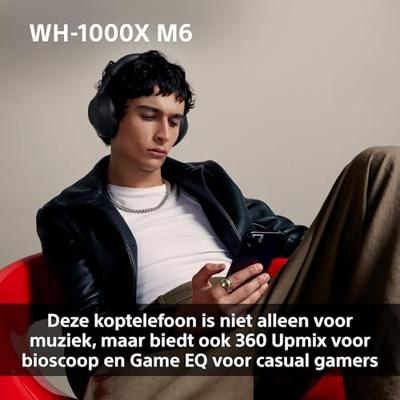 SONY WH-1000XM6 Vlaggenschip Noise Cancelling Over-Ear Draadloze Bluetooth Hoofdtelefoon, Handtekening Hi-Res Geluid, Comfort, Opvouwbaar Ontwerp, Duurzame Etui, 30 HR Batterij, iOS & Android - Blauw
