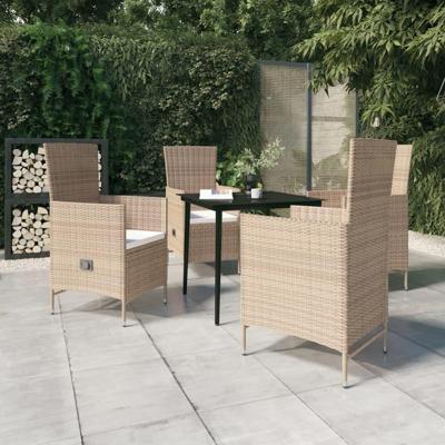5-delige Tuinset met kussens beige