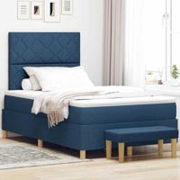 Boxspring bed met matras met hoofdeinde Blauw 120 x 200 cm Stof - thumbnail