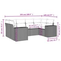 6-delige Loungeset met kussens poly rattan grijs - thumbnail