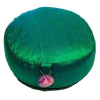Yogi & Yogini Meditatiekussen Rond Ruwe Zijde Groen - 33 x 17 cm - thumbnail