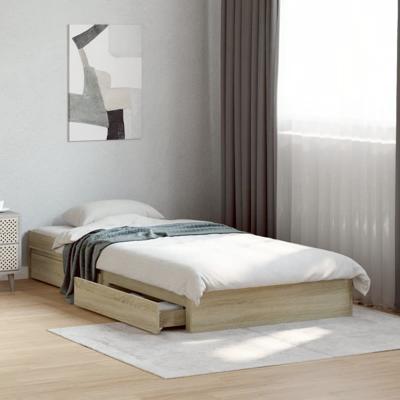 Bedframe met lades bewerkt hout sonoma eikenkleurig 100x200 cm - thumbnail