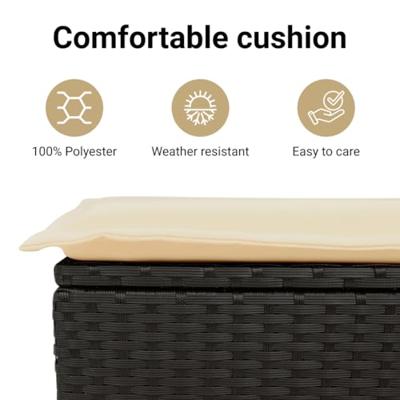 15-delige Tuinset met kussens poly rattan zwart - thumbnail