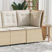 Tuinhoekbank met kussens poly rattan beige - thumbnail