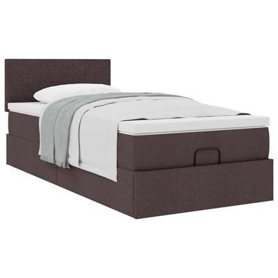 Ottoman bed met matras 90x190cm stof donkerbruin - thumbnail