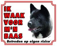 Akita Waakbord - Ik waak voor mijn baas Zwart - thumbnail