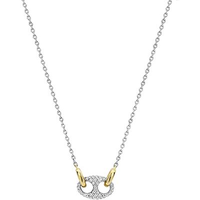 TI SENTO-Milano 3986ZY Ketting Koffieboonschakel zilver-zirconia 38-48 cm