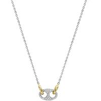 TI SENTO-Milano 3986ZY Ketting Koffieboonschakel zilver-zirconia 38-48 cm - thumbnail