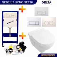 Geberit Up100 Toiletset 10 Villeroy & Boch O.Novo Met Delta Drukplaat - thumbnail
