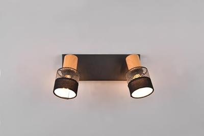 Trio 2-lichts opbouwspotNandini zwart met hout - 811700232