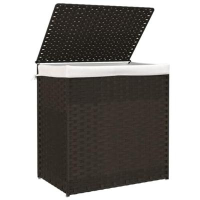 VidaXL Wasmand met 2 vakken 53x35x57 cm poly rattan donkerbruin - thumbnail