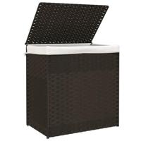 VidaXL Wasmand met 2 vakken 53x35x57 cm poly rattan donkerbruin - thumbnail