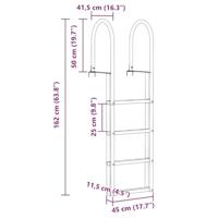 xl Dock ladder Zilver 45 x 11.5 x 162 cm Aluminium - thumbnail