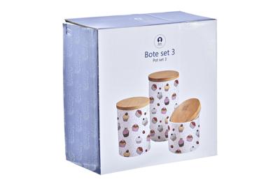Set van 3 Potjes DKD Home Decor Natuurlijk Wit Multicolour Bamboe Keramiek 10 x 10 x 17 cm Cupcake Set van 3 Potjes DKD Home Decor Natuurlijk Wit Multicolour Bamboe Keramiek 10 x 10 x 17 cm Cupcake