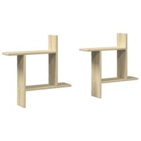 Wandschappen 2 st 50x12x50 cm bewerkt hout sonoma eikenkleurig - thumbnail