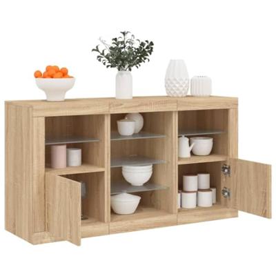 Dressoir met LED-verlichting 123x37x67 cm sonoma eikenkleurig