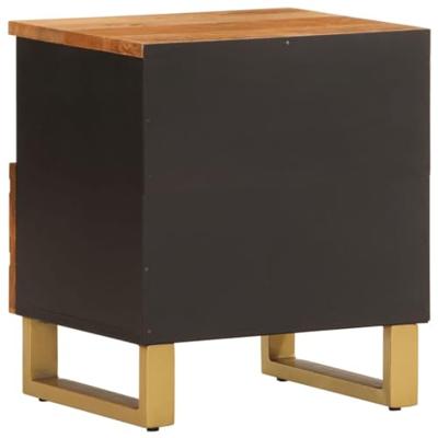 Nachtkastje massief mangohout bruin en zwart Nachtkastje massief mangohout bruin en zwart