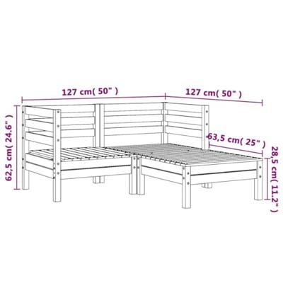 Tuinbank 2-zits met voetenbank massief grenenhout