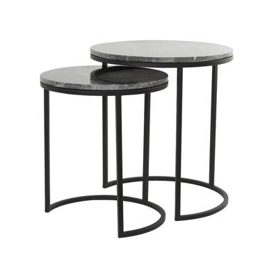 Light & Living Bijzettafel 'Alfio' Set van 2 stuks, bruin marmer+zwart Light & Living Bijzettafel 'Alfio' Set van 2 stuks, bruin marmer+zwart
