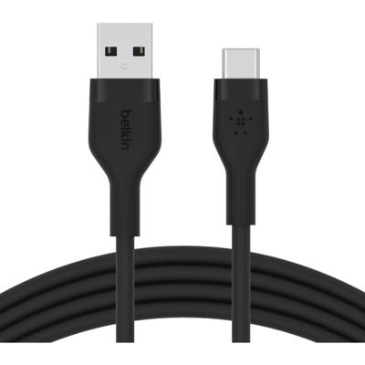 Belkin BoostCharge Flex siliconen USB Type C/A-kabel, USB-IF-gecertificeerde USB-C-laadkabel voor iPhone 16, iPhone 15 Plus/Pro/Pro Max, Samsung Galaxy S24, Pixel, iPad, Nintendo Switch, 1 m, zwart