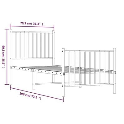 Bedframe met hoofd- en voeteneinde metaal zwart 75x190 cm