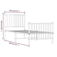 Bedframe met hoofd- en voeteneinde metaal zwart 75x190 cm - thumbnail