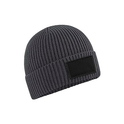Beechfield CB442R Fashion Patch Beanie - Oatmeal/Black - One Size