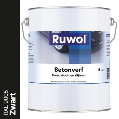 Ruwol Betonverf Zwart (RAL 9005) 5 liter