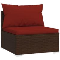 5-delige Loungeset met kussens poly rattan bruin - thumbnail