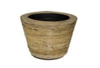 Rotan Drypot Streep grote plantenmand 38x36cm - thumbnail