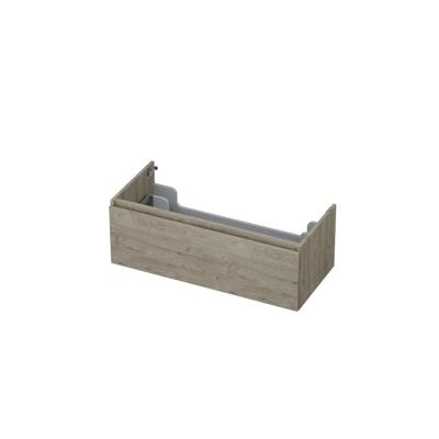 INK - Onderkast 1 Lade Greeploos met Houten Keerlijst - 1000x450x350 Mm - Greige Eiken