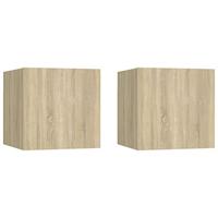 VidaXL Nachtkastjes 2 st 30,5x30x30cm bewerkt hout sonoma eikenkleurig - thumbnail