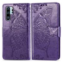 Butterfly Love bloemen reliëf horizontale Flip lederen case voor Huawei P30 Pro met houder & kaartsleuven & portemonnee & Lanyard (donker paars) - thumbnail