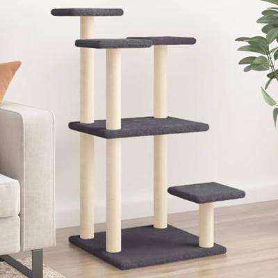 vidaXL Krabpalen met platforms 98,5 cm donkergrijs, kattentoren, kattenboom, kattenkrabtoren, kattenkrabpaal, kattenspeelmeubel, kattenklimmeubel