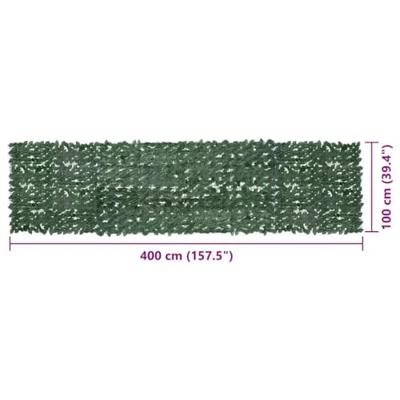VidaXL Balkonscherm met donkergroene bladeren 400x100 cm