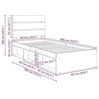 Bedframe met hoofdeinde Zwart 90 x 190 cm Massief grenenhout - thumbnail