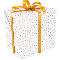 Cadeaupapier | 50cm | 200m | 80gr/m² | Party Dots | wit/goud - thumbnail